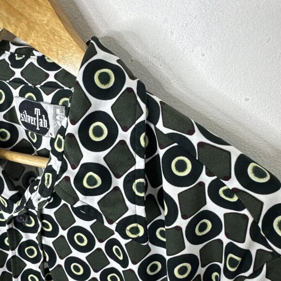 Vintage SilverTab Shirt L Geometric Disco Print Korea 90s VTG Levi’s Polyester - Picture 2 of 5